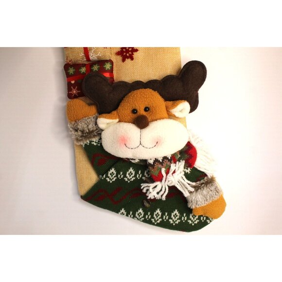 Christmas Queen Reindeer 3D Stocking 18 inches Red Beige Holiday Decor NWT - Picture 7 of 8